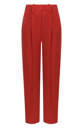 Женские хлопковые брюки BRUNELLO CUCINELLI красного цвета, арт. ML994P7989 | Фото 1 (Длина (брюки, джинсы): Стандартные; Материал внешний: Хлопок; Стили: Кэжуэл; Женское Кросс-КТ: Брюки-одежда; Силуэт Ж (брюки и джинсы): Прямые)