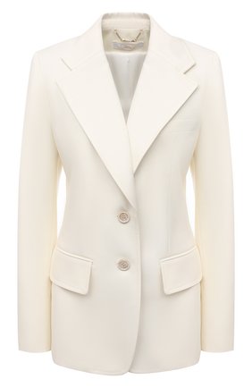 Женский шерстяной жакет CHLOÉ белого цвета по цене 267000 руб., арт. CHC22SVE13066 | Фото 1 Женский шерстяной жакет CHLOÉ белого цвета, арт. CHC22SVE13066 | Фото 1 (Длина (для топов): Стандартные; Материал внешний: Шерсть; Материал подклада: Шелк; Рукава: Длинные; Стили: Минимализм; Случай: Формальный; 1-2-бортные: Однобортные; Женское Кросс-КТ: Жакет-одежда; Региональные ограничения белый список (Axapta Mercury): RU)