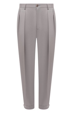 Мужские брюки из хлопка и шелка GIORGIO ARMANI серого цвета, арт. 2SGPP0NC/T0374 | Фото 1 (Длина (брюки, джинсы): Стандартные; Материал внешний: Хлопок; Случай: Повседневный; Стили: Кэжуэл)