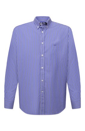 Мужская хлопковая рубашка PAUL&SHARK синего цвета, арт. C0P3035/C00 | Фото 1 (Длина (для топов): Стандартные; Материал внешний: Хлопок; Рукава: Длинные; Манжеты: На пуговицах; Воротник: Button down; Рубашки М: Regular Fit; Случай: Повседневный; Принт: Полоска; Стили: Кэжуэл; Региональные ограничения белый список (Axapta Mercury): RU)