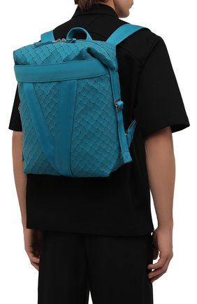 Мужской рюкзак BOTTEGA VENETA бирюзового цвета, арт. 679700/V1DW1 | Фото 2 (Размер: large; Материал: Экокожа)