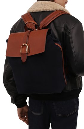 Мужской комбинированный рюкзак RALPH LAUREN темно-синего цвета, арт. 437859534 | Фото 2 (Размер: large; Материал: Натуральная кожа; Стили: Кэжуэл)