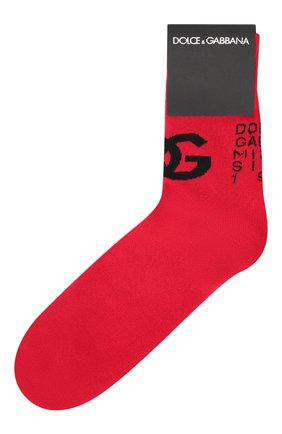 Мужские носки DOLCE & GABBANA красного цвета, арт. GXI15T/JACLM | Фото 1 (Материал внешний: Синтетический материал, Хлопок; Кросс-КТ: бельё)