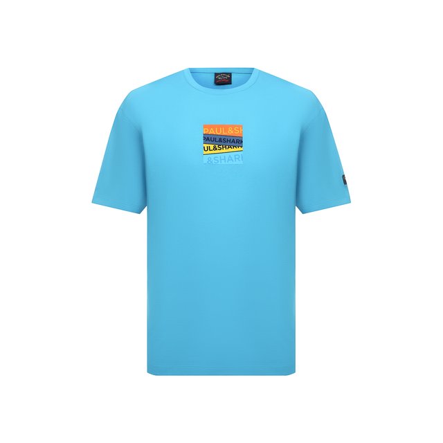 Хлопковая футболка Paul&Shark Голубой 22411020/C00/3XL-6XL 5613196