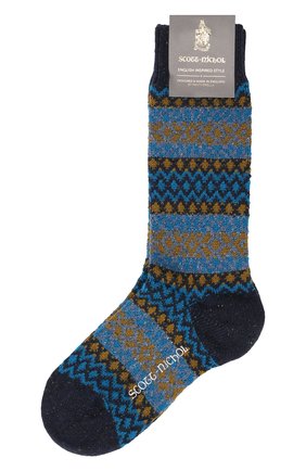 Мужские носки PANTHERELLA темно-синего цвета, арт. YS1026 | Фото 1 (Материал внешний: Шерсть; Кросс-КТ: бельё)