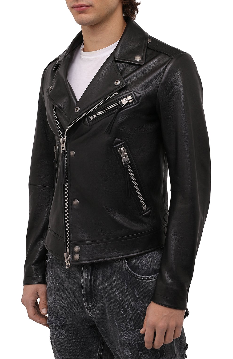 Мужская кожаная куртка TOM FORD черного цвета, арт. BZ475/TFL829 | Фото 3 (Кросс-КТ: Куртка; Рукава: Длинные; Стили: Панк; Региональные ограничения белый список (Axapta Mercury): RU; Материал внешний: Натуральная кожа; Мужское Кросс-КТ: Кожа и замша; Длина (верхняя одежда): Короткие; Материал подклада: Купро)