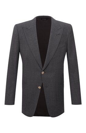Мужской шерстяной пиджак TOM FORD темно-серого цвета по цене 324500 руб., арт. Q22R70/11HA40 | Фото 1 Мужской шерстяной пиджак TOM FORD темно-серого цвета, арт. Q22R70/11HA40 | Фото 1 (Материал подклада: Купро, Шелк; Длина (для топов): Стандартные; Материал внешний: Шерсть; Рукава: Длинные; Пиджаки М: Приталенный; 1-2-бортные: Однобортные; Стили: Классический; Случай: Вечерний)