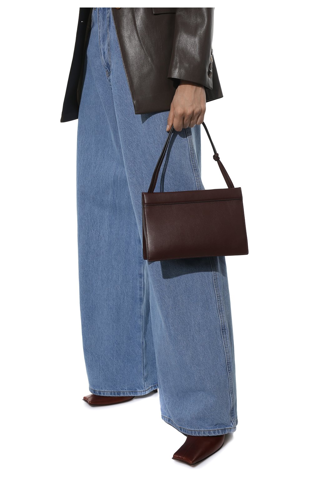 Женская сумка hanna medium WANDLER темно-коричневого цвета, арт. HANNAH BAG | Фото 2 (Сумки-технические: Сумки top-handle; Размер: medium; Материал: Натуральная кожа)
