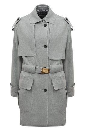 Женский хлопковый тренч TOM FORD серого цвета по цене 249500 руб., арт. CP1550-JEX014 | Фото 1 Женский хлопковый тренч TOM FORD серого цвета, арт. CP1550-JEX014 | Фото 1 (Длина (верхняя одежда): До середины бедра; Рукава: Длинные; Материал подклада: Шелк; Материал внешний: Хлопок; Стили: Гламурный)