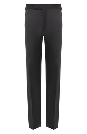 Мужские шерстяные брюки TOM FORD темно-серого цвета по цене 85900 руб., арт. 322R24/610043 | Фото 1 Мужские шерстяные брюки TOM FORD темно-серого цвета, арт. 322R24/610043 | Фото 1 (Материал подклада: Купро; Материал внешний: Шерсть; Длина (брюки, джинсы): Стандартные; Случай: Повседневный; Стили: Кэжуэл)