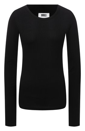 Женский пуловер MM6 черного цвета, арт. S52GC0232/S23476 | Фото 1 (Материал внешний: Лиоцелл, Растительное волокно; Длина (для топов): Стандартные; Рукава: Длинные; Женское Кросс-КТ: Пуловер-одежда; Стили: Минимализм)