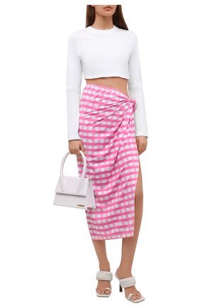 Женская юбка JACQUEMUS розового цвета по цене 21900 руб., арт. 221SW003-2026 | Фото 2 Женская юбка JACQUEMUS розового цвета, арт. 221SW003-2026 | Фото 2 (Материал внешний: Синтетический материал; Длина Ж (юбки, платья, шорты): Макси; Женское Кросс-КТ: Юбка-одежда; Стили: Романтичный)