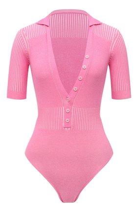 Женское боди из вискозы JACQUEMUS розового цвета по цене 27400 руб., арт. 211KN109-2040 | Фото 1 Женское боди из вискозы JACQUEMUS розового цвета, арт. 211KN109-2040 | Фото 1 (Материал внешний: Вискоза; Рукава: Короткие; Женское Кросс-КТ: Боди-одежда; Стили: Романтичный)