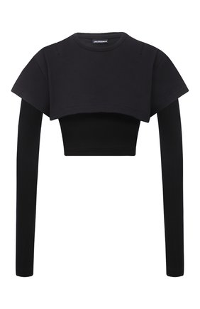 Женский топ JACQUEMUS черного цвета по цене 19200 руб., арт. 213JS100-2450 | Фото 1 Женский топ JACQUEMUS черного цвета, арт. 213JS100-2450 | Фото 1 (Длина (для топов): Укороченные; Материал внешний: Растительное волокно, Лиоцелл; Рукава: Длинные; Стили: Романтичный)