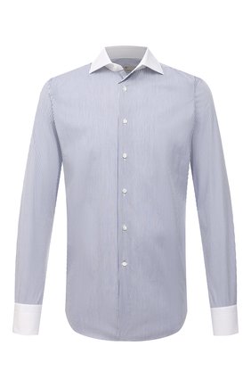 Мужская хлопковая сорочка CANALI голубого цвета по цене 26600 руб., арт. 7C3/GD01942 | Фото 1 Мужская хлопковая сорочка CANALI голубого цвета, арт. 7C3/GD01942 | Фото 1 (Рукава: Длинные; Материал внешний: Хлопок; Длина (для топов): Стандартные; Случай: Формальный; Стили: Классический; Рубашки М: Regular Fit; Манжеты: На пуговицах; Принт: Полоска; Воротник: Акула)