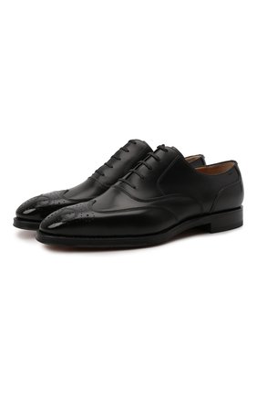 Мужские кожаные оксфорды scalibur BALLY черного цвета, арт. MSF004/VT012 | Фото 1 (Материал внутренний: Натуральная кожа; Материал внешний: Кожа; Стили: Классический; Мужское Кросс-КТ: Броги-обувь)
