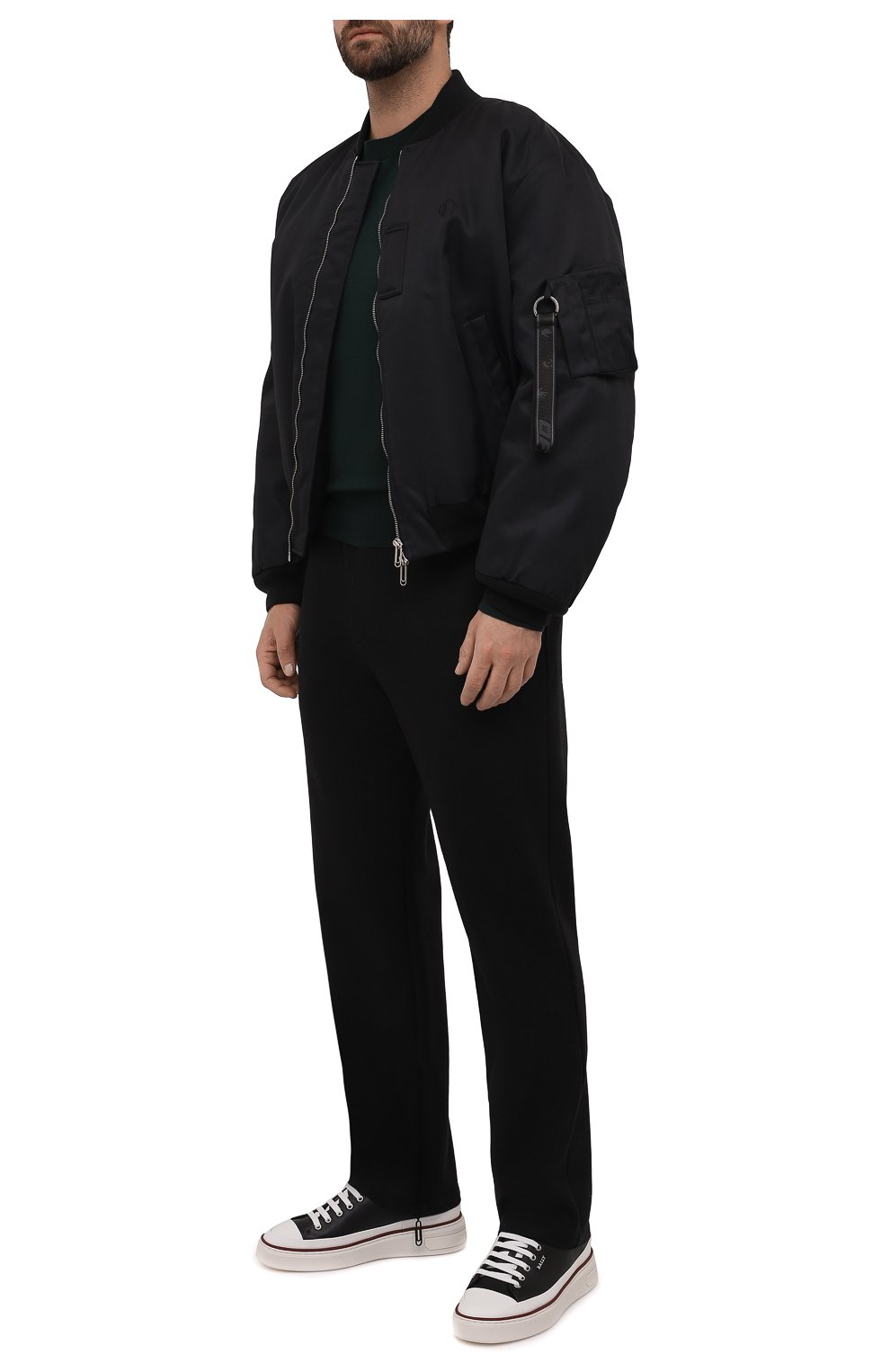 Мужские кожаные кеды maily BALLY черно-белого цвета, арт. MSK076/VT019 | Фото 2 (Материал внешний: Кожа; Материал внутренний: Натуральная кожа; Стили: Классический; Подошва: Массивная)
