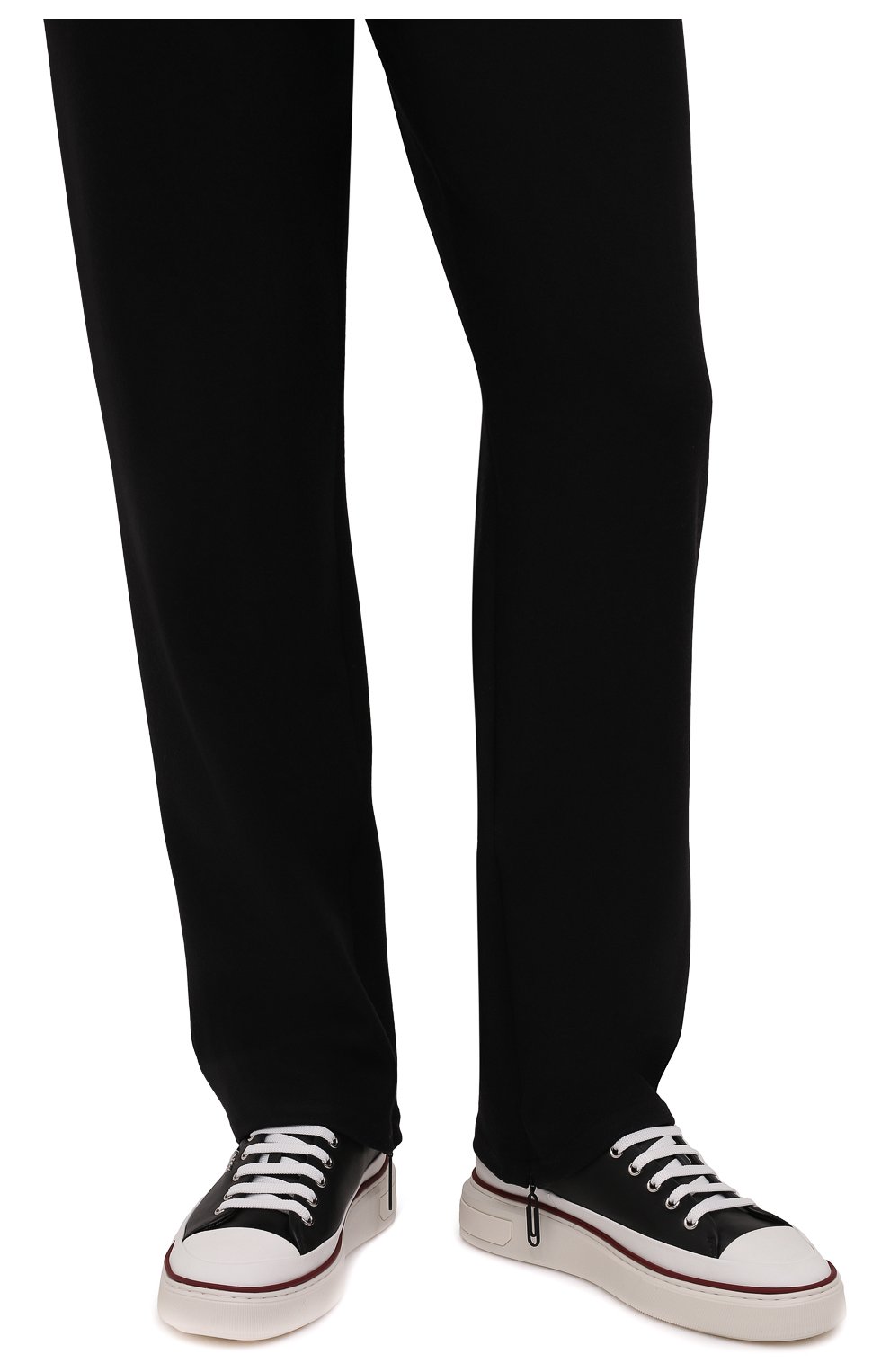 Мужские кожаные кеды maily BALLY черно-белого цвета, арт. MSK076/VT019 | Фото 3 (Материал внешний: Кожа; Материал внутренний: Натуральная кожа; Стили: Классический; Подошва: Массивная)