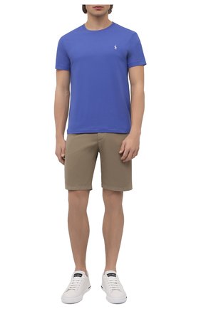 Мужская хлопковая футболка POLO RALPH LAUREN синего цвета, арт. 710671438 | Фото 2 (Материал внешний: Хлопок; Рукава: Короткие; Длина (для топов): Стандартные; Принт: Без принта; Стили: Кэжуэл; Региональные ограничения белый список (Axapta Mercury): RU)