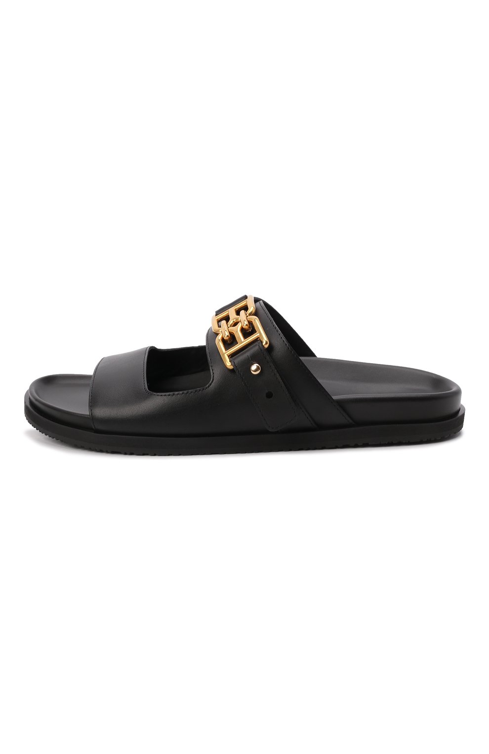 Женские черные кожаные шлепанцы BALLY 