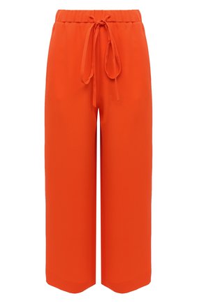 Женские шелковые брюки VALENTINO оранжевого цвета, арт. XB3RB4D41MM | Фото 1 (Длина (брюки, джинсы): Укороченные; Материал внешний: Шелк; Женское Кросс-КТ: Брюки-одежда; Стили: Кэжуэл; Силуэт Ж (брюки и джинсы): Широкие)