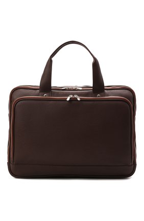 Мужская кожаная сумка для ноутбука BRUNELLO CUCINELLI темно-коричневого цвета, арт. MBRXU391 | Фото 1 (Размер: large; Материал: Натуральная кожа)