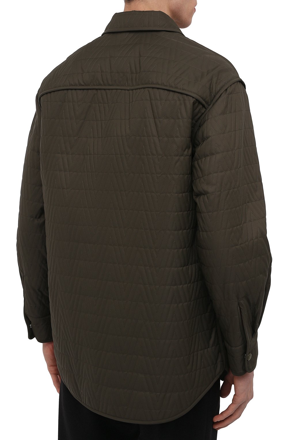 Мужская утепленная куртка VALENTINO хаки цвета, арт. XV3CLH367TV | Фото 4 (Кросс-КТ: Куртка; Рукава: Длинные; Длина (верхняя одежда): До середины бедра; Материал внешний: Синтетический материал; Мужское Кросс-КТ: утепленные куртки; Стили: Милитари; Материал подклада: Синтетический материал)