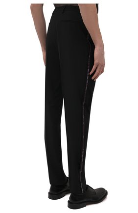 Мужские шерстяные брюки VALENTINO черного цвета, арт. XV3RBH3182D | Фото 4 (Материал внешний: Шерсть; Длина (брюки, джинсы): Стандартные; Случай: Повседневный; Стили: Кэжуэл)