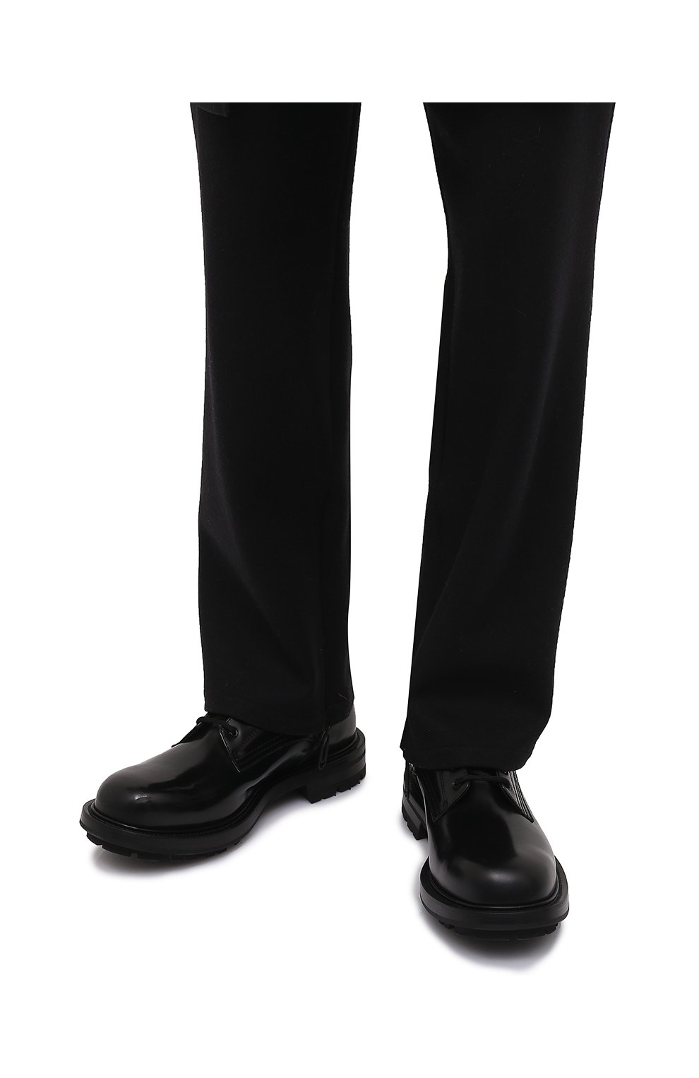 Мужские кожаные дерби ALEXANDER MCQUEEN черного цвета, арт. 683570/WHZ80 | Фото 3 (Материал внешний: Кожа; Материал внутренний: Натуральная кожа; Стили: Классический)