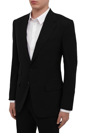 Мужской шерстяной костюм TOM FORD черного цвета по цене 379500 руб., арт. Q22R12/21AA43 | Фото 2 Мужской шерстяной костюм TOM FORD черного цвета, арт. Q22R12/21AA43 | Фото 2 (Рукава: Длинные; Материал подклада: Шелк, Купро; Материал внешний: Шерсть; Костюмы М: Однобортный; Стили: Классический)