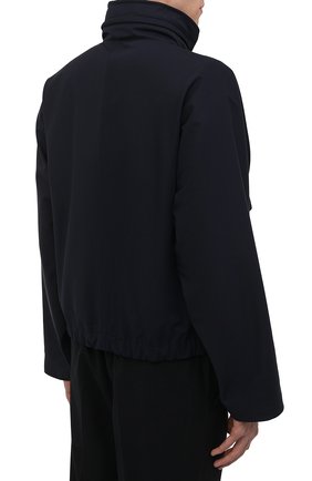 Мужской утепленный бомбер GIORGIO ARMANI темно-синего цвета, арт. 2SG0B06T/T036H | Фото 4 (Кросс-КТ: Куртка; Рукава: Длинные; Принт: Без принта; Материал внешний: Синтетический материал; Мужское Кросс-КТ: утепленные куртки; Материал подклада: Синтетический материал; Длина (верхняя одежда): Короткие; Стили: Кэжуэл)