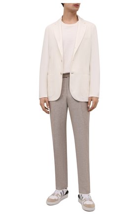 Мужские брюки из шерсти и льна ERMENEGILDO ZEGNA бежевого цвета по цене 53650 руб., арт. 318F00/75TB12 | Фото 2 Мужские брюки из шерсти и льна ERMENEGILDO ZEGNA бежевого цвета, арт. 318F00/75TB12 | Фото 2 (Материал внешний: Шерсть, Лен; Материал подклада: Вискоза; Длина (брюки, джинсы): Стандартные; Случай: Повседневный; Стили: Кэжуэл)