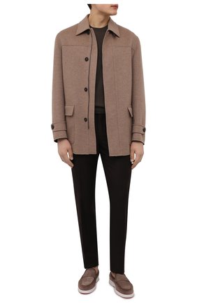 Мужские брюки из шерсти и льна ERMENEGILDO ZEGNA темно-коричневого цвета по цене 53650 руб., арт. 318F02/75TB12 | Фото 2 Мужские брюки из шерсти и льна ERMENEGILDO ZEGNA темно-коричневого цвета, арт. 318F02/75TB12 | Фото 2 (Материал внешний: Шерсть, Лен; Длина (брюки, джинсы): Стандартные; Материал подклада: Вискоза; Случай: Повседневный; Стили: Кэжуэл)
