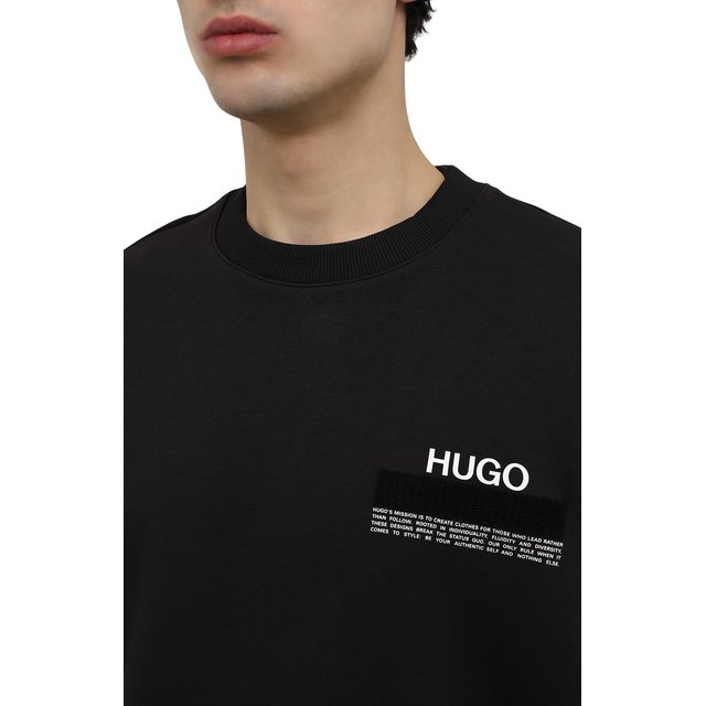 Хлопковый свитшот HUGO 50458322, цвет чёрный, размер 50 - фото 5