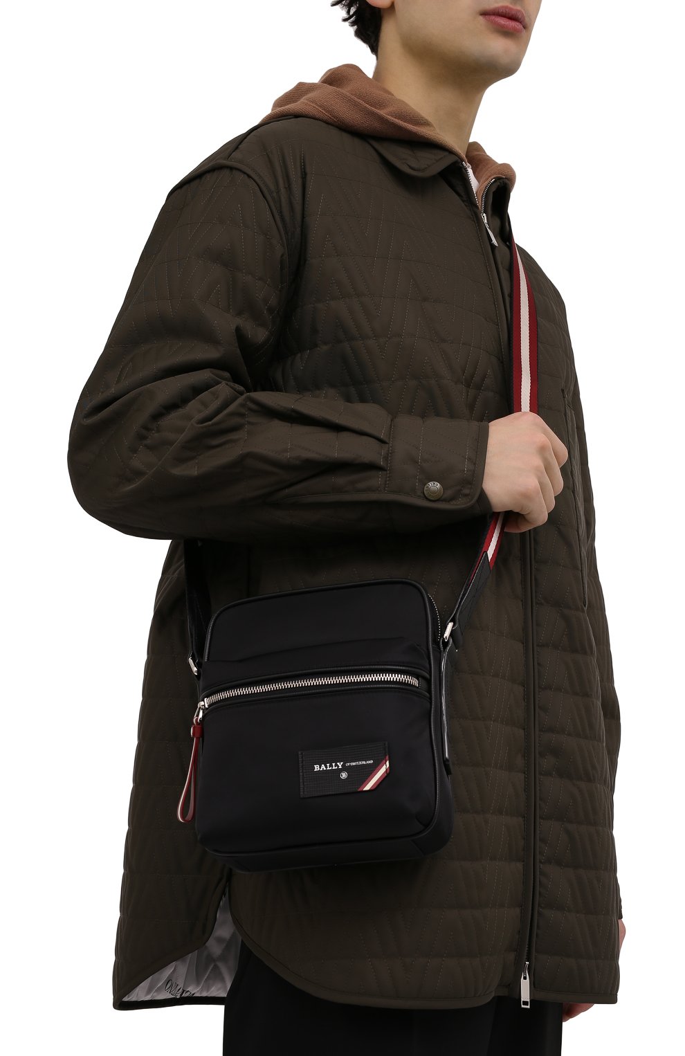 Мужская сумка faara BALLY черного цвета, арт. 595809/21397 | Фото 2 (Материал: Натуральная кожа, Текстиль; Ремень/цепочка: На ремешке; Размер: small)