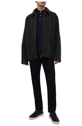 Мужское поло из хлопка и шелка ERMENEGILDO ZEGNA темно-синего цвета по цене 47650 руб., арт. UZ399/850 | Фото 2 Мужское поло из хлопка и шелка ERMENEGILDO ZEGNA темно-синего цвета, арт. UZ399/850 | Фото 2 (Длина (для топов): Стандартные; Материал внешний: Хлопок; Рукава: Длинные; Застежка: Пуговицы; Стили: Кэжуэл)