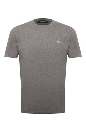 Мужская хлопковая футболка ERMENEGILDO ZEGNA серого цвета, арт. UZ526/707R | Фото 1 (Длина (для топов): Стандартные; Материал внешний: Хлопок; Рукава: Короткие; Принт: Без принта; Стили: Кэжуэл)