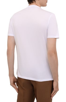 Мужская хлопковая футболка ERMENEGILDO ZEGNA белого цвета, арт. UZ526/707R | Фото 4 (Принт: Без принта; Рукава: Короткие; Длина (для топов): Стандартные; Материал внешний: Хлопок; Стили: Кэжуэл)