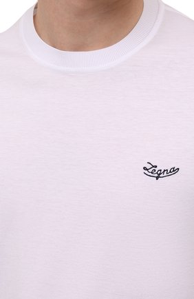 Мужская хлопковая футболка ERMENEGILDO ZEGNA белого цвета, арт. UZ526/707R | Фото 5 (Принт: Без принта; Рукава: Короткие; Длина (для топов): Стандартные; Материал внешний: Хлопок; Стили: Кэжуэл)