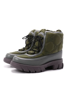 Мужские сапоги GUCCI зеленого цвета, арт. 680888/UF720 | Фото 1 (Материал внутренний: Натуральная кожа, Текстиль; Материал внешний: Текстиль; Подошва: Массивная; Каблук высота: Высокий; Мужское Кросс-КТ: Сапоги-обувь, Дутики, зимние сапоги; Региональные ограничения белый список (Axapta Mercury): RU; Длина стельки: 30)