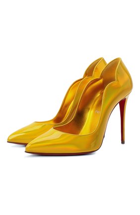 Женские кожаные туфли hot chick 100 CHRISTIAN LOUBOUTIN желтого цвета, арт. 3210007/H0T CHICK 100 | Фото 1 (Материал внутренний: Натуральная кожа; Материал внешний: Кожа; Подошва: Плоская; Каблук высота: Высокий; Каблук тип: Шпилька)