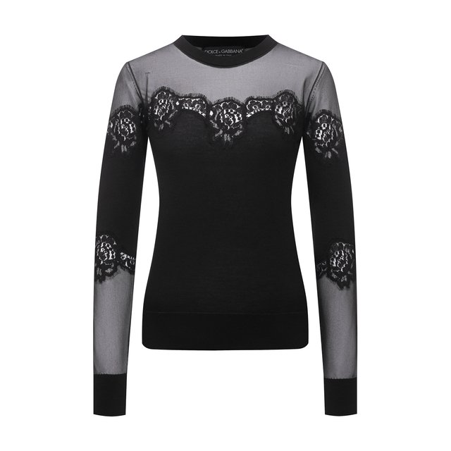 Пуловер из кашемира и шелка Dolce & Gabbana Чёрный FXF72T/JCMY0 5615052