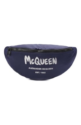Мужская текстильная поясная сумка ALEXANDER MCQUEEN темно-синего цвета, арт. 683109/1AABW | Фото 1 (Размер: medium; Материал: Текстиль; Ремень/цепочка: На ремешке)