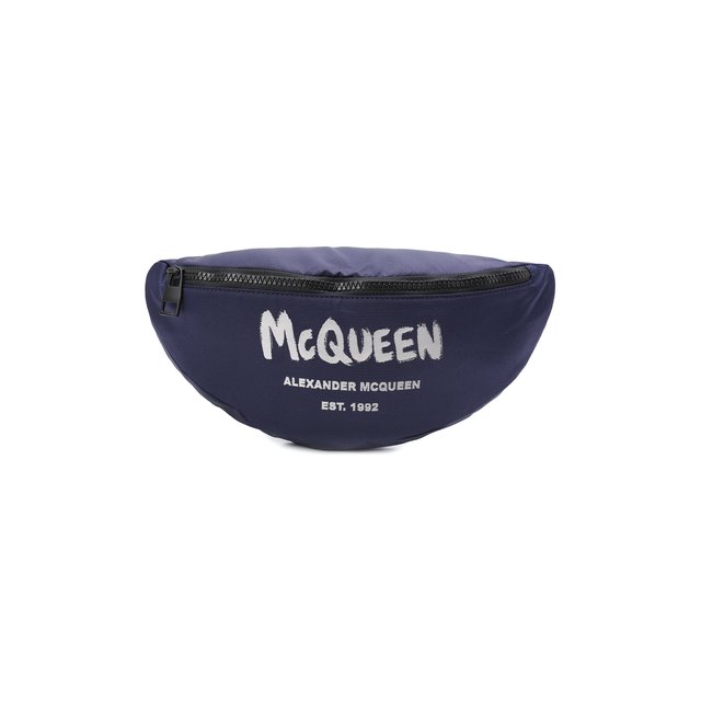 Текстильная поясная сумка Alexander McQueen синего цвета
