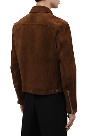 Мужская замшевая куртка TOM FORD темно-коричневого цвета, арт. BZ440/TFL855 | Фото 4 (Кросс-КТ: Куртка; Материал внешний: Замша, Натуральная кожа; Рукава: Длинные; Мужское Кросс-КТ: Кожа и замша; Длина (верхняя одежда): Короткие; Материал подклада: Купро; Стили: Кэжуэл)