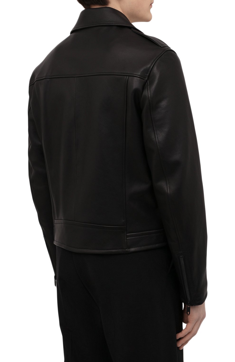 Мужская кожаная куртка Z ZEGNA черного цвета, арт. VZ078/ZZ942 | Фото 4 (Кросс-КТ: Куртка; Рукава: Длинные; Материал подклада: Синтетический материал; Материал внешний: Натуральная кожа; Мужское Кросс-КТ: Кожа и замша; Длина (верхняя одежда): Короткие; Стили: Кэжуэл)