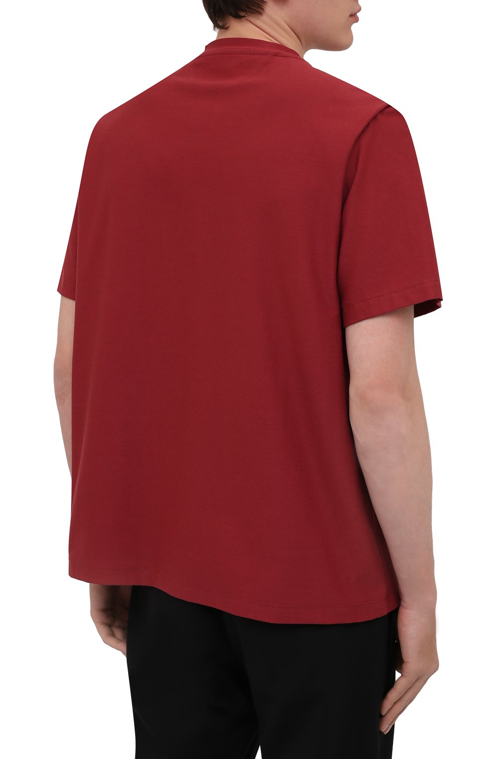 Мужская хлопковая футболка Z ZEGNA бордового цвета, арт. VZ315/ZZ635 | Фото 4 (Принт: Без принта, С принтом; Рукава: Короткие; Длина (для топов): Стандартные; Материал внешний: Хлопок; Стили: Кэжуэл)