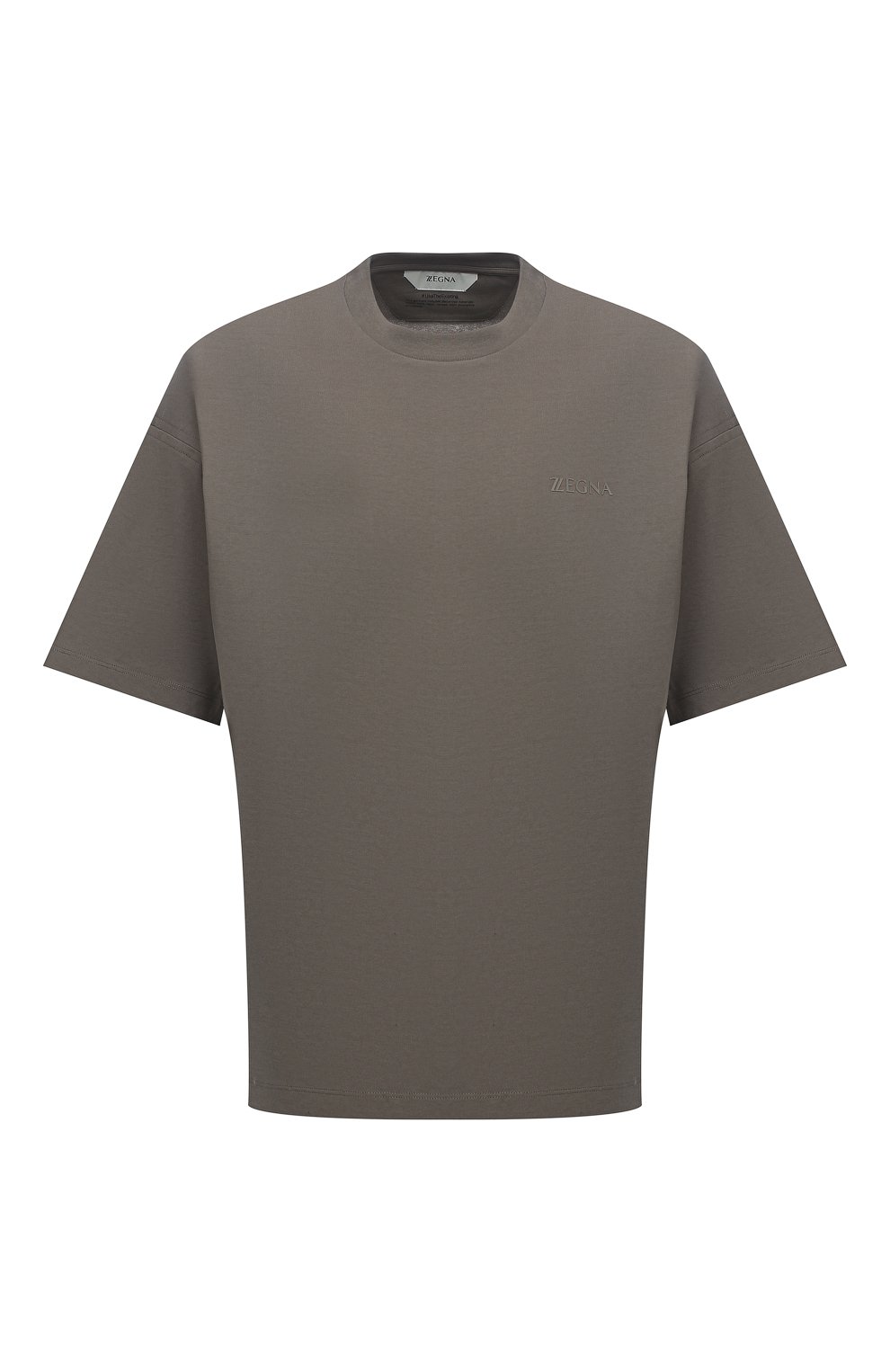 Мужская хлопковая футболка Z ZEGNA хаки цвета, арт. VZ364/ZZ680 | Фото 1 (Принт: Без принта; Рукава: Короткие; Длина (для топов): Стандартные; Стили: Милитари; Материал внешний: Хлопок)