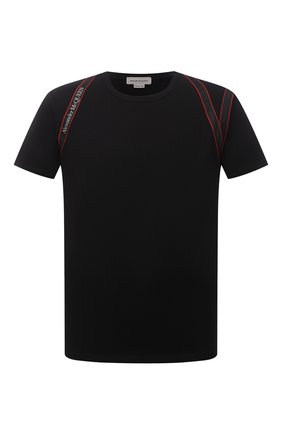 Мужская хлопковая футболка ALEXANDER MCQUEEN черного цвета, арт. 659607/QSX88 | Фото 1 (Материал внешний: Хлопок; Рукава: Короткие; Длина (для топов): Стандартные; Принт: Без принта; Стили: Кэжуэл)