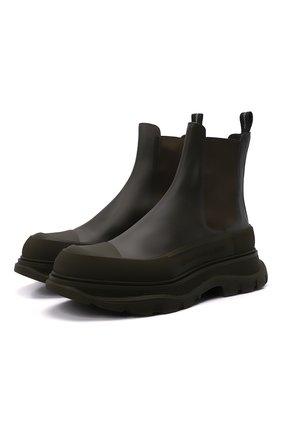Мужские кожаные челси tread slick ALEXANDER MCQUEEN темно-зеленого цвета, арт. 634617/WIAMC | Фото 1 (Каблук высота: Высокий; Подошва: Массивная; Материал внешний: Кожа; Материал внутренний: Натуральная кожа; Мужское Кросс-КТ: Сапоги-обувь, Челси-обувь; Материал утеплителя: Без утеплителя)
